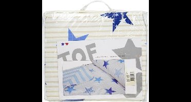 Sprei 130x150 cm – extra warme deken voor bed – blauw met sterren en strepen – jongens – plaid voor bed