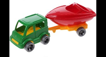 Wader Kids Cars Aanhanger Met Boot Groen/rood