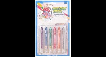 6 Facepaint sticks metallic push-up