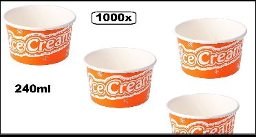 1000x IJsbeker IceCream 240ml oranje karton - schepijs softijs ijsje zomer
