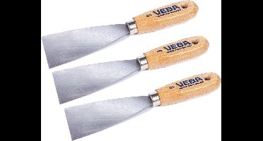 3x Veba Plamuurmes 6cm Houten Handvat  - Voordeelverpakking