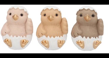 Easter birds egg natural brown mix ass 9x9x12cm - 3 stuks - Pasen