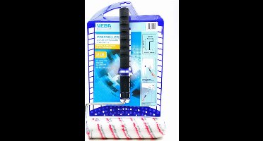 Veba Verfroller - 21 cm - met verfrooster en verlengsteel - Verfrol/vachtrol - telescoopsteel