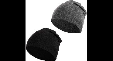 New Age Devi - "2x New Age Devi Beanie Classic Unisex - Zwart/Grijs - Motor/Sport/Stoer"