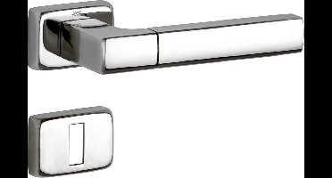 Deurkruk op rozet - Chroom gepolijst - Messing - M&T - M&T Krukgarnituur BB Mini T, glans chroom