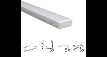 Led strip profiel opbouw 2M – 10mm hoog – incl. afdekkap - Led profiel opbouw - Wit