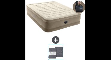 Intex Luchtbed - 2-Persoons - 152 x 203 x 46 cm - Beige - Inclusief pomp en Hoeslaken