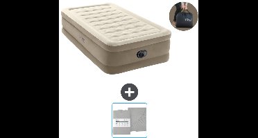 Intex Luchtbed - 1-Persoons - 99 x 191 x 46 cm - Beige - Inclusief pomp en Hoeslaken