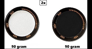 2x Big Aqua schmink zwart en wit 90 gram - Schmink thema feest festival 90 gram pot