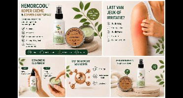 Hemorcool® Koper Crème & Copper Care® Spray – Tegen Jeuk, Huidirritatie & Huiduitslag – Verzorgende Kopercrème + Spray – 25 ml & 50 ml
