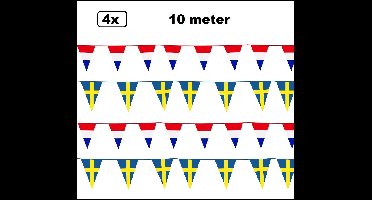 4x Vlaggenlijn landen set Nederland/Zweden 10 meter - Sport Holland Belgie Thema feest voetbal party