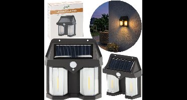 LED-buitenlamp met bewegingssensor, zonne-energiegevellamp, schemersensor