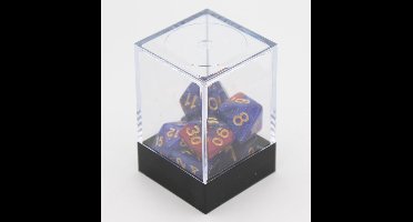 HOT Games dobbelstenen set Stardust blauw rood 7 stuks kunststof.