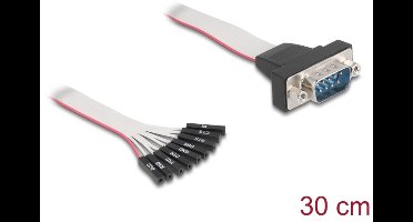 DeLOCK Flat Ribbon Cable RS-232 with 9 x pin header female to D-Sub 9 pin male with nuts 30 cm, RS-232