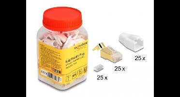 Delock RJ45 Modular Plug with strain relief and bend protection boots for Cat.7 round cables 25 pcs set