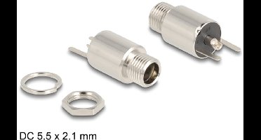 Delock Connector DC 5.5 x 2.1 mm female bulkhead soldering version - round 20 V / 9 A