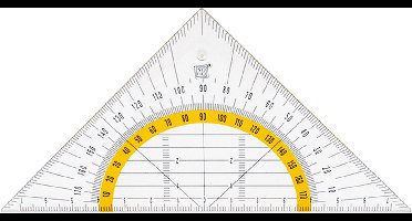 SOHO Geodriehoek – Transparant – Draagbaar meetinstrument – Compacte meetaccessoires – Tekengereedschap – 15 cm – Geel