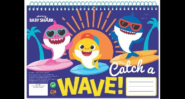 Baby Shark Schetsboek - A4 - Spiraalblok - 1 stuk - Tekenboek - 30 vellen