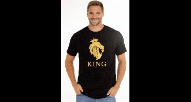 Shirt King Zwart Volwassenen Mannen Zwart / Goud Koningsdag Maat M