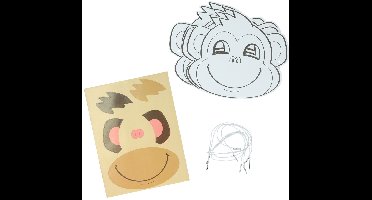 Kleur je eigen Masker Aapje - 4 Maskers