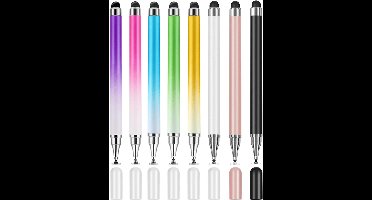 8 x stylus voor tablet, stylus voor alle tablets, 2-in-1 touchscreen-pen, met alle mobiele telefoons/tablets, met siliconen pendop