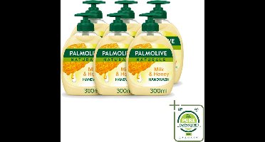 6 x Pamlolive Naturals - Handzeep - Melk & Honing - 300 ml - Grootverpakking - Handzeep Melk Honing - Handverzorging - Zeepvrije Handzeep - Natuurlijke Handzeep - Handen Hydrateren