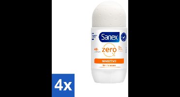 4 x Sanex Deodorant Roller Zero% Sensitive Skin 50 ml - Sanex Deodorant Zero% Sensitive - Alcoholvrije Deodorant - Parabenenvrije Deodorant - Gevoelige Huid - Milde Deodorant