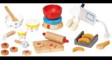 Goki - Houten poppenhuis - Bak accessoires - 22-delig