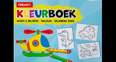 CREAKIT. Kleurboek Voor Kinderen – A4 Formaat – 24 Kleurplaten – 120 gram – Wit papier – Lichtblauw