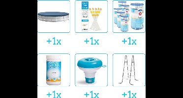 Zwembad Accessoirepakket voor Intex Metal Frame Zwembad - 366x76 cm - Rond - Met filterpomp - Intex - 28212GN - 6-delig