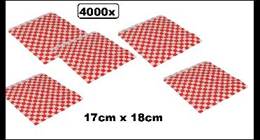 4000x Snack zakje papier wit/rood 17x18cm - hamburger zakje - hip broodje festival themaparty festival carnaval