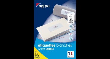 Agipa Universal Labels, 70 x 42 mm, wit, rechthoekig voor inkjet / laserprinters en kopieerapparaten, niet verwijderbaar,  70 g / m²  inhoud: 2100 labels per 100 vel A4