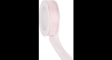 Wired organzalint Zacht roze – 25 mm × 20 m – Organza