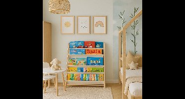 More&Deco - Kinderboekenplank - 6 Materiaal Planken - Houten Constructie - 77cm