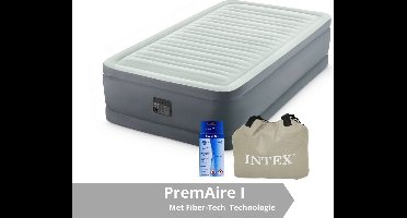 Intex PremAire I - Luchtbed - 1 Persoons - Inclusief Ingebouwde Electrische Pomp. Draagtas en Repairset - 191x99x46 cm - PVC - Grijs
