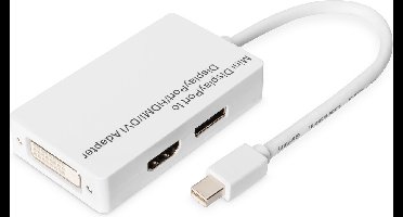 Digitus Mini DP Y-Splitter Kabel: DP, HDMI & DVI Female - Wit