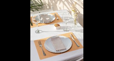 Placemats Set van 4 – Tabac Goud – 30x43 cm – Linnenlook – Afwasbaar – Onderlegger & Tafeldecoratie