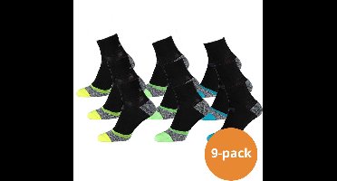Xtreme Sockswear Hardloop Sokken - 9 paar - Multi Black Running Socks - Maat 42/45