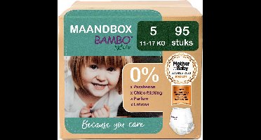 BAMBO Nature Luierbroekjes - Maat 5 (11-17 kg) - 95 stuks Maandbox - 0% onnodige toevoegingen - Ideaal voor de gevoelige huid - Nordic Swan Ecolabel