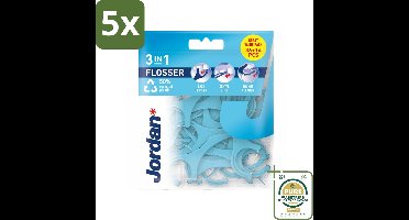 5 x Jordan Flosser 3-in-1 50 stuks per verpakking - Grootverpakking - 3-in-1 Flosser - Mondhygiëne - Flosdraad - Tandenstoker - Tongschraper