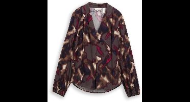 Tom Tailor - Blouse met patroon - Maat 38 - brown blurry argyle