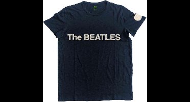 The Beatles - Logo & Apple Heren T-shirt - S - Blauw