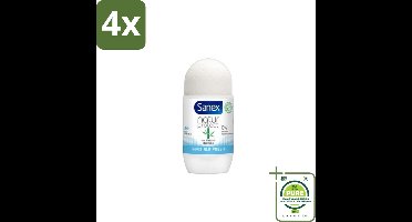 Sanex – Deo Roll-on – Bamboo Invisible Fresh – 50 ml - Voordeelverpakking - 4 stuks - Deodorant roll-on - Bamboe