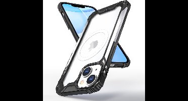 Hoesje Geschikt voor iPhone 14 Pro Max Magsafe hoes Ring Shockproof bumper case – Zilver