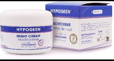 Hypogeen Nachtcrème 75ml – Hydraterende Crème met Hyaluronzuur, Squalaan & Q10 – Voor een Gladde en Stralende Huid – Vrij van Parabenen, Parfum en Siliconen – Hypoallergeen & pH-neutraal – Voor Gevoelige en Droge Huid