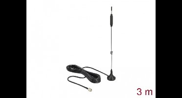 Delock LTE / GSM / UMTS Antenna SMA plug 3 - 5 dBi fixed omnidirectional with magnetic base and connection cable RG-174 3 m outdoor black