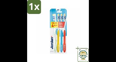 1 x Jordan Tandenborstel Total Clean Soft 4-pack 4 stuks per verpakking- Tandenborstel - Mondverzorging - Tandenborstel Set - Tandplak Verwijderen - Tandvlees Verzorgen