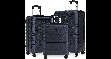 Deuba Travel Kofferset 3-delig 55x40x20 cm Hardschaal Donkerblauw
