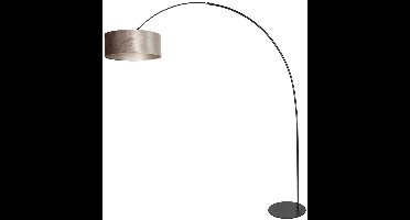 Vloerlamp - zilver zwart - Curve - kunststof metaal velours stof - booglamp - E27 - 4263ZW - Anne Lighting