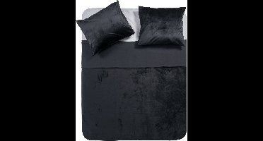Y-NOT - Fluweel/Velvet - Dekbedovertrek - Eenpersoons - 140x200/220 cm - Zwart